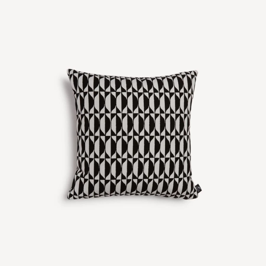 Fornasetti White and Black Outdoor Cushion Losanghe - Luxury Designer Pillow for Patio and Garden