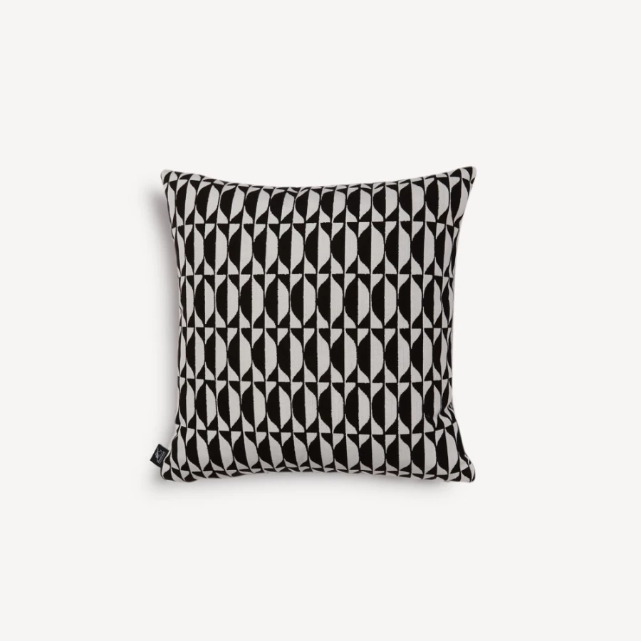 Fornasetti White and Black Outdoor Cushion Losanghe - Luxury Designer Pillow for Patio and Garden