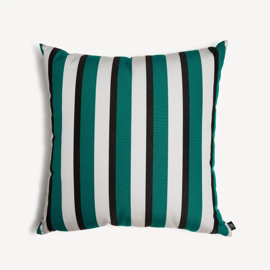 Fornasetti Outdoor Cushion Rigato - Green, White & Black Striped Garden Pillow Cover