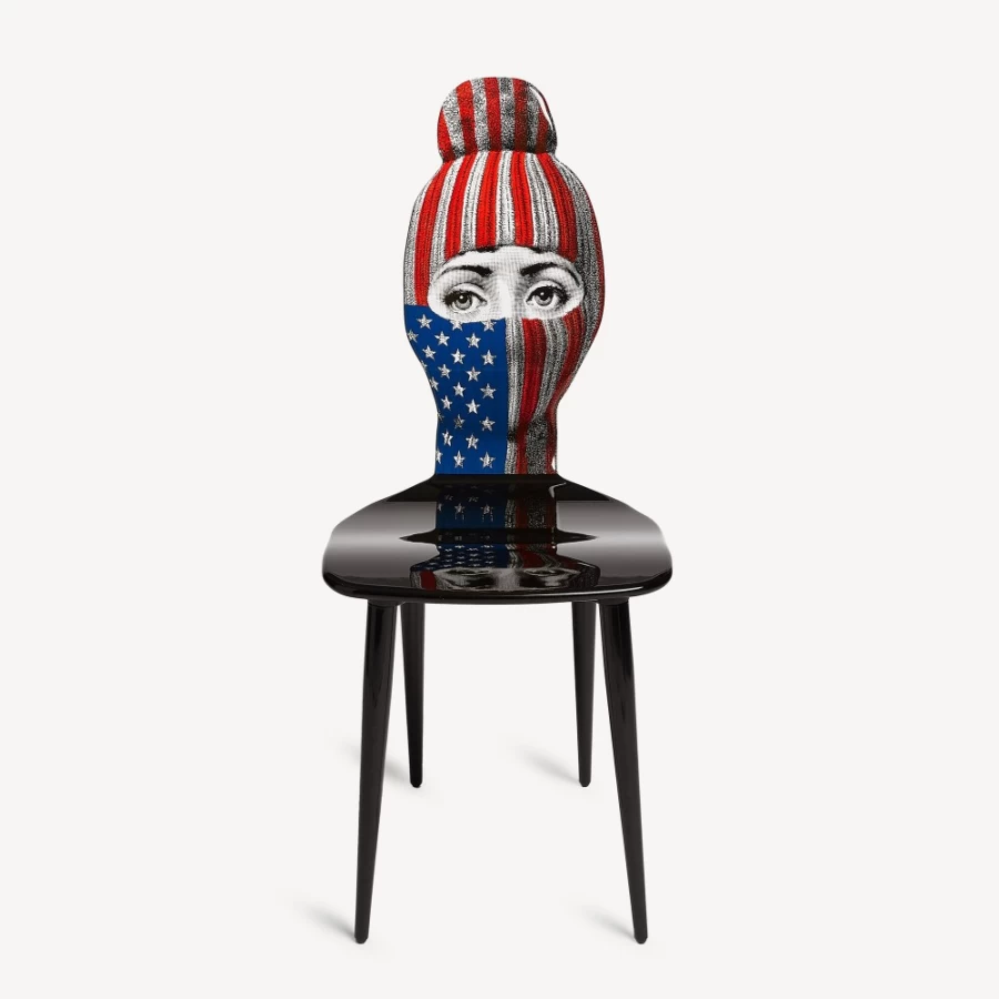 Fornasetti Lux Gstaad Chair - Multicolour USA Flag Design - Stylish Decorative Furniture