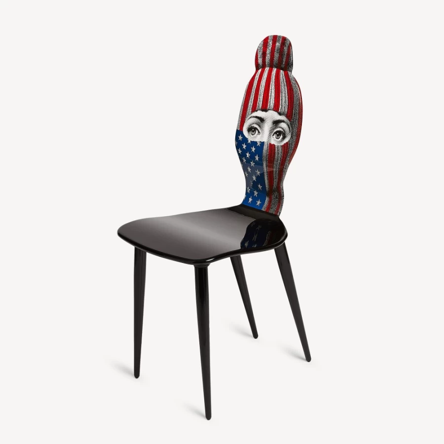 Fornasetti Lux Gstaad Chair - Multicolour USA Flag Design - Stylish Decorative Furniture