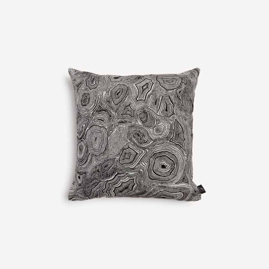 Fornasetti Outdoor Cushion in White and Black - Malachite Pattern Luxury Garden Pillow