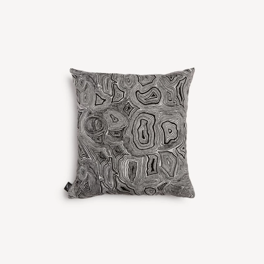 Fornasetti Outdoor Cushion in White and Black - Malachite Pattern Luxury Garden Pillow