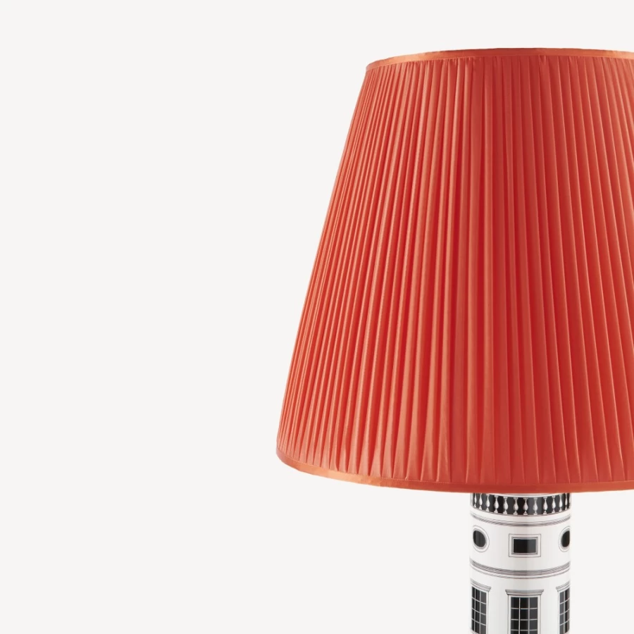 Fornasetti Rosso Conical Pleated Fabric Lampshade - Elegant Designer Lighting