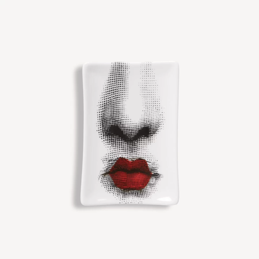 Fornasetti Bacio Ashtray - White, Black, and Red Designer Collectible
