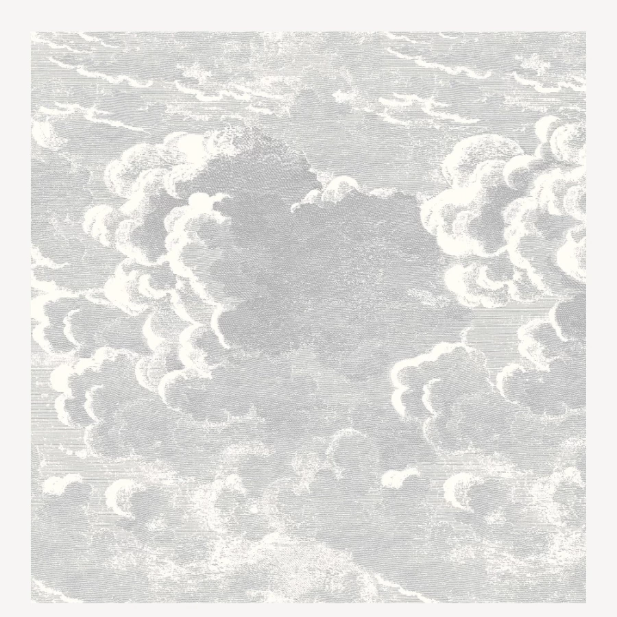 Fornasetti Nuvolette Wallpaper 2-Roll Set in Soot & Snow - Premium Designer Wall Covering