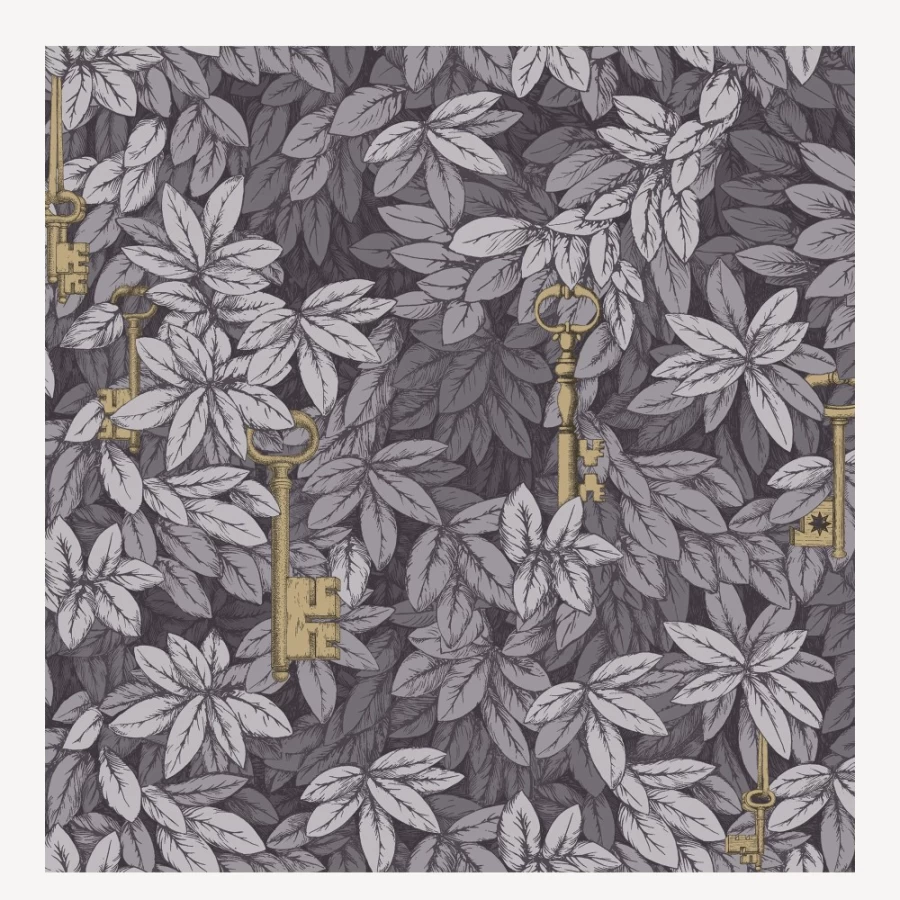 Fornasetti Slate Blue Grey Chiavi Segrete Wallpaper Premium Designer Collection