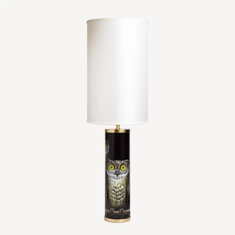 Fornasetti White Cylindrical Lampshade - Elegant Designer Lighting