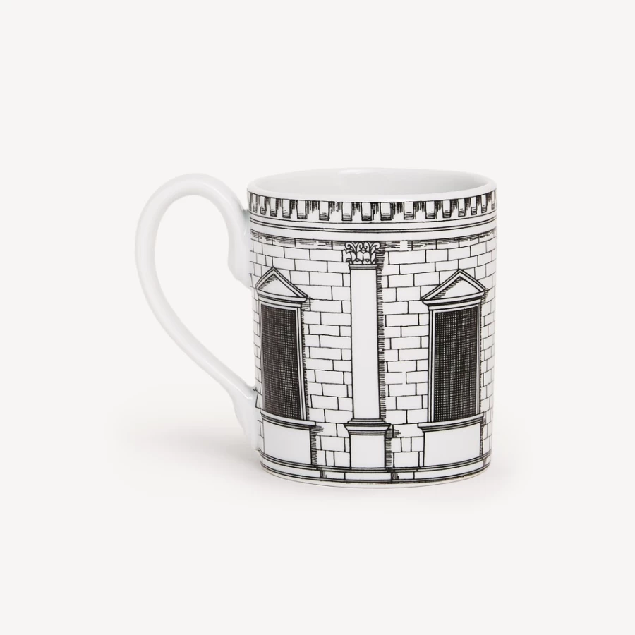 Fornasetti Architettura White and Black Ceramic Mug
