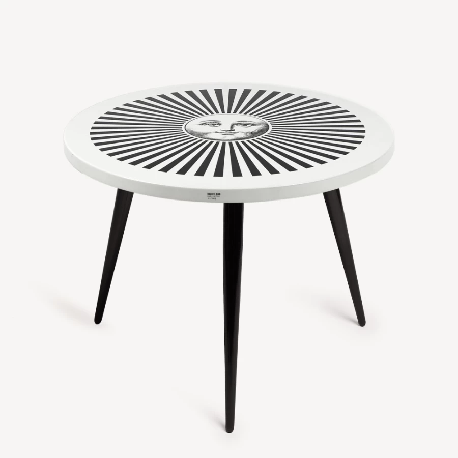 Fornasetti Table Sole Raggiante in White and Black - Decorative Tray with Sun Motif