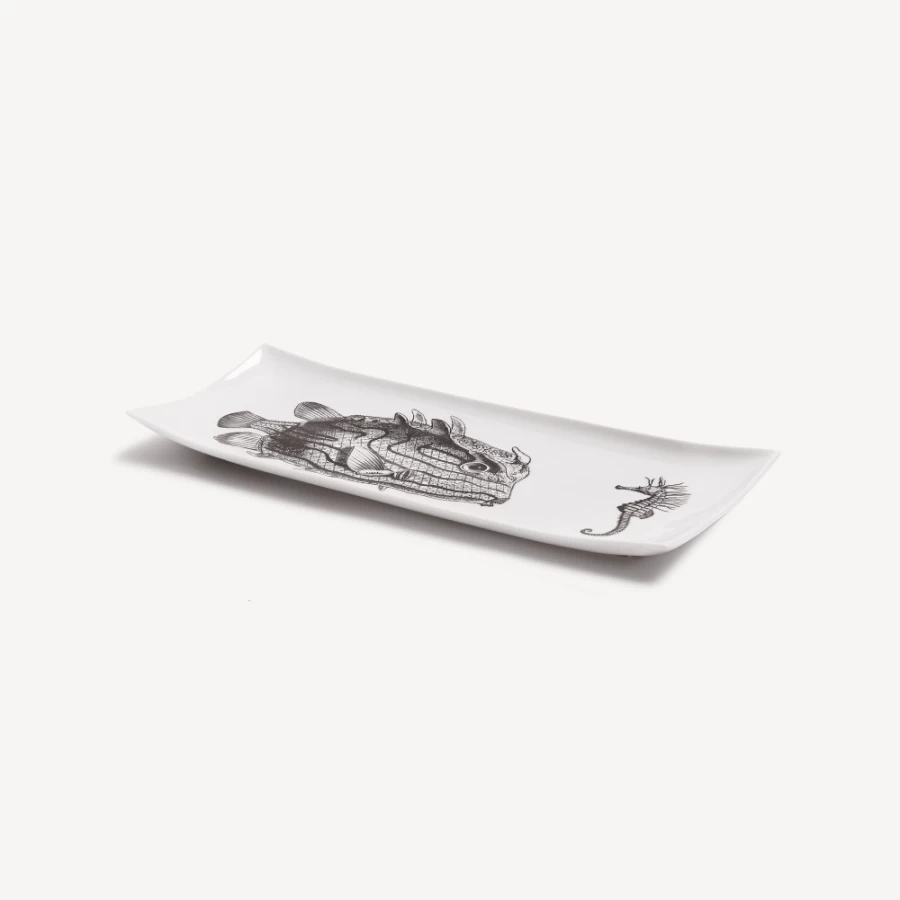 Fornasetti Incontro Tray in White and Black - Decorative Ceramic Tray