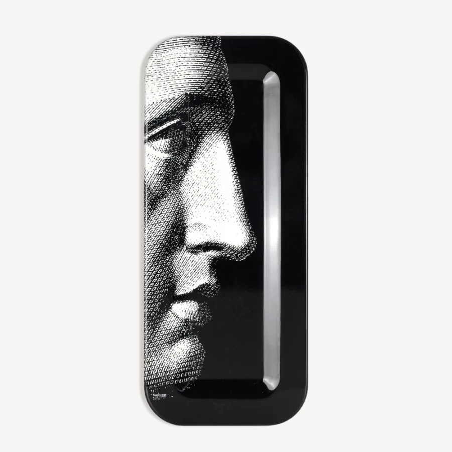 Fornasetti Profilo Rectangular Tray in White and Black - Elegant Decorative Serving Tray