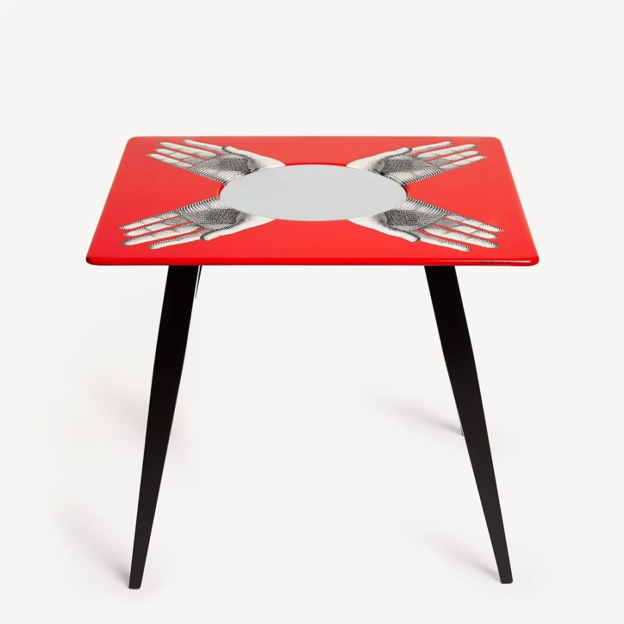 Fornasetti Magic Table in White, Black & Red - Surrealist Home Decor