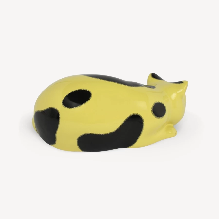 Fornasetti Yellow and Black Cat Macchiato Decorative Collectible