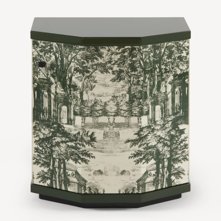 Fornasetti Green Ivory Polyhedric Giardino Settecentesco Night Stand
