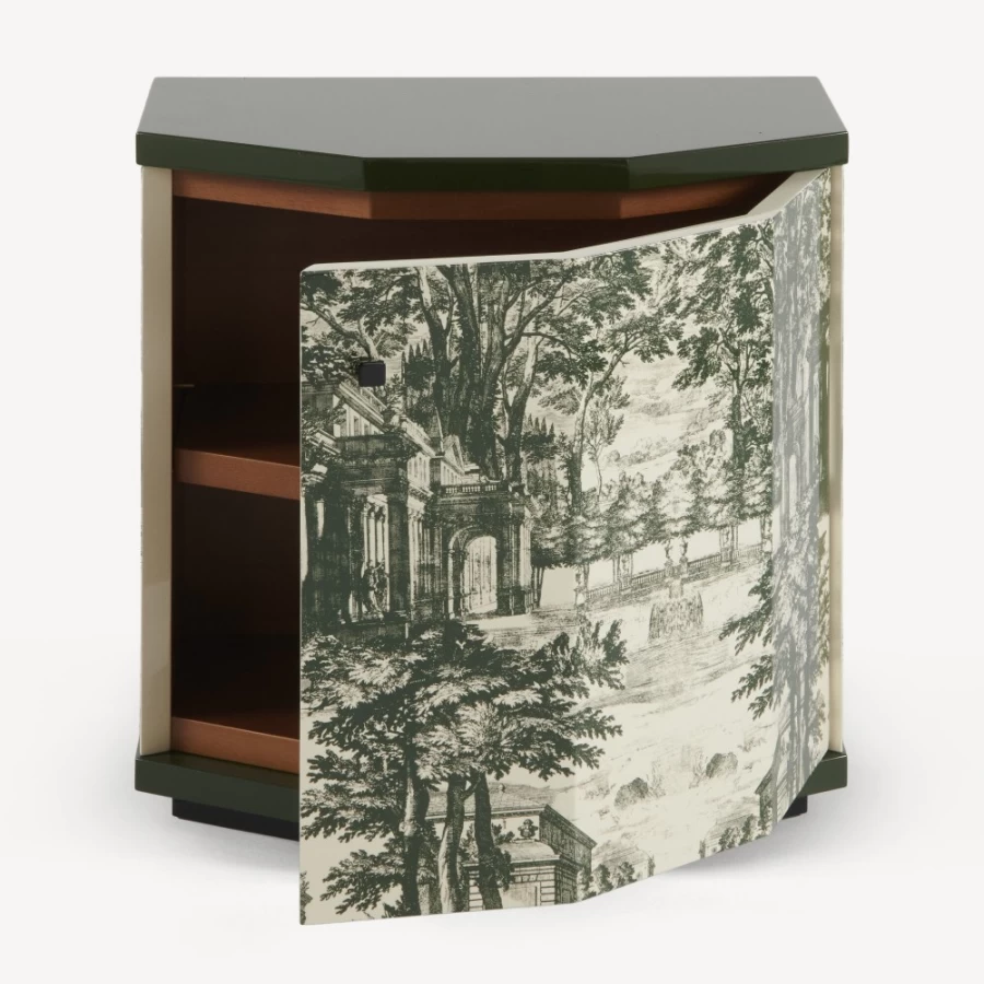 Fornasetti Green Ivory Polyhedric Giardino Settecentesco Night Stand