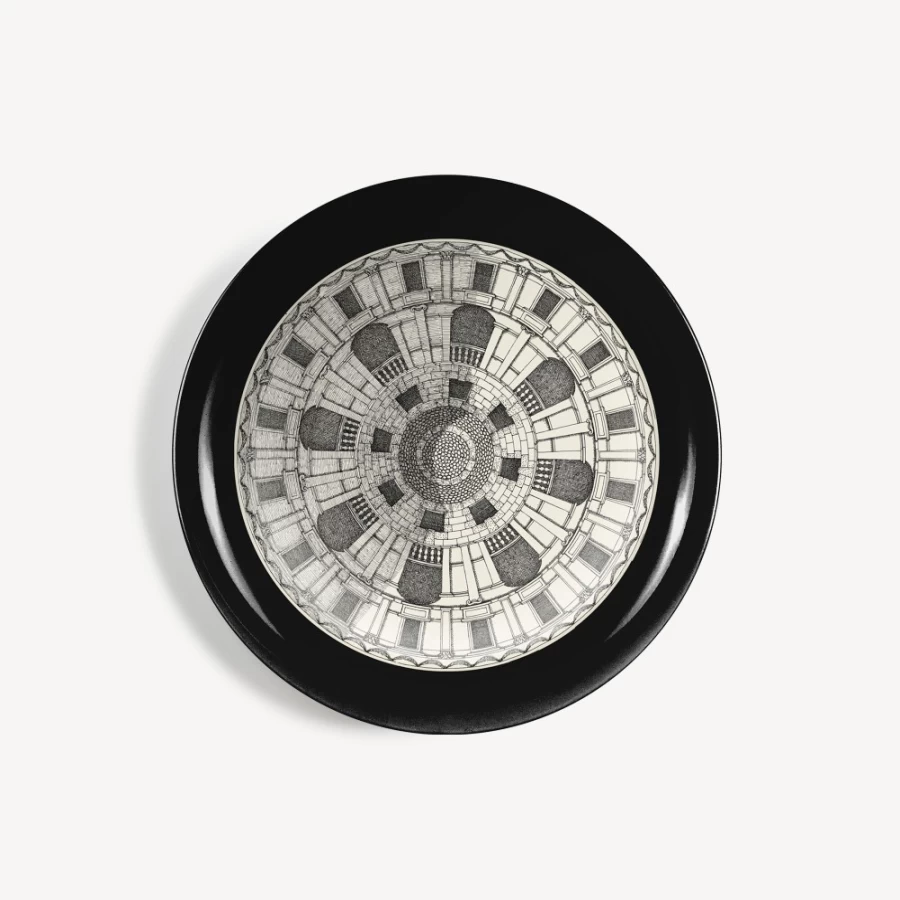 Fornasetti Tray Cortile N.1 Decorative Tray in White and Black