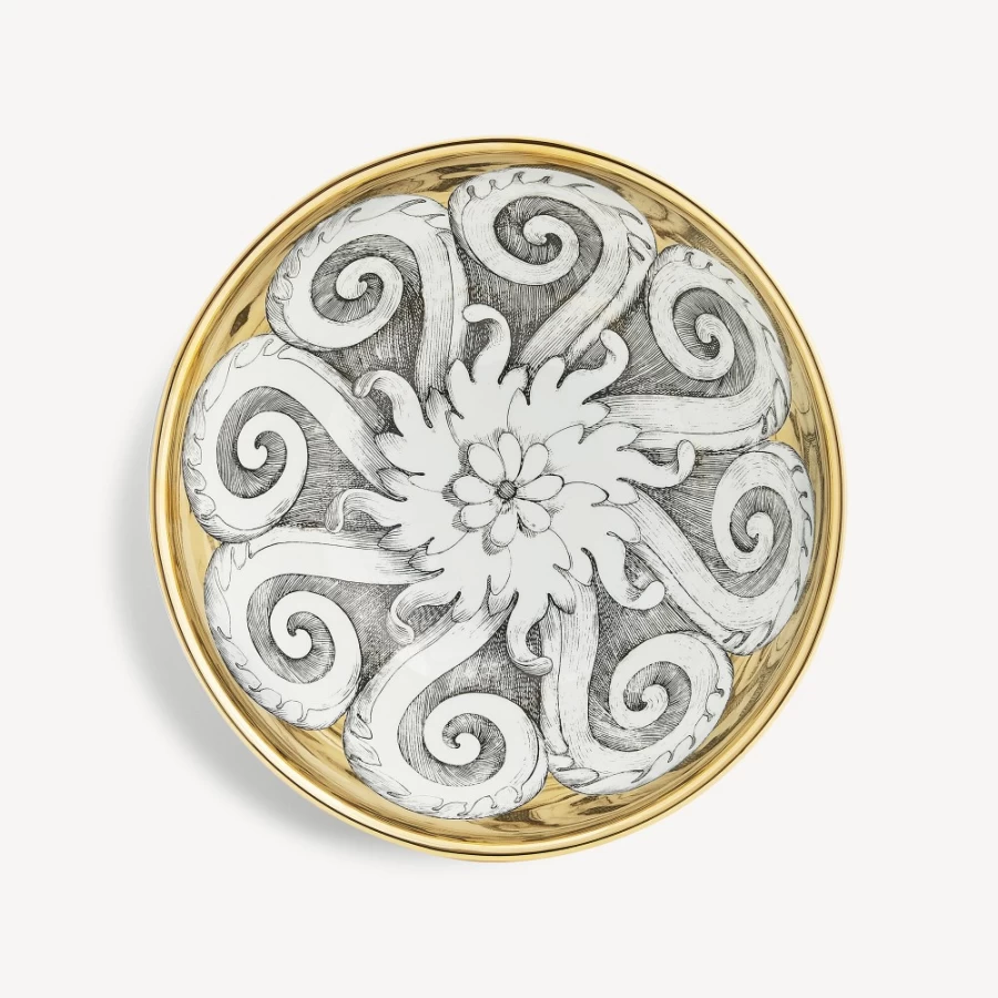 Fornasetti Rosone N.1 Decorative Centrepiece in White, Black & Gold