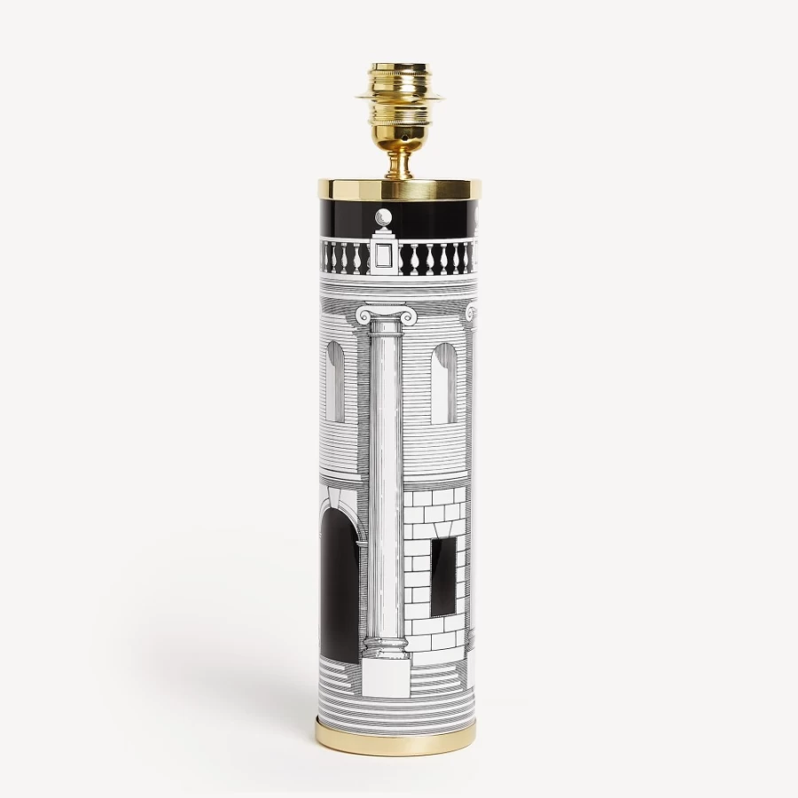 Fornasetti White and Black Cylindrical Lamp Base Casa Con Colonne - Modern Home Decor Lighting