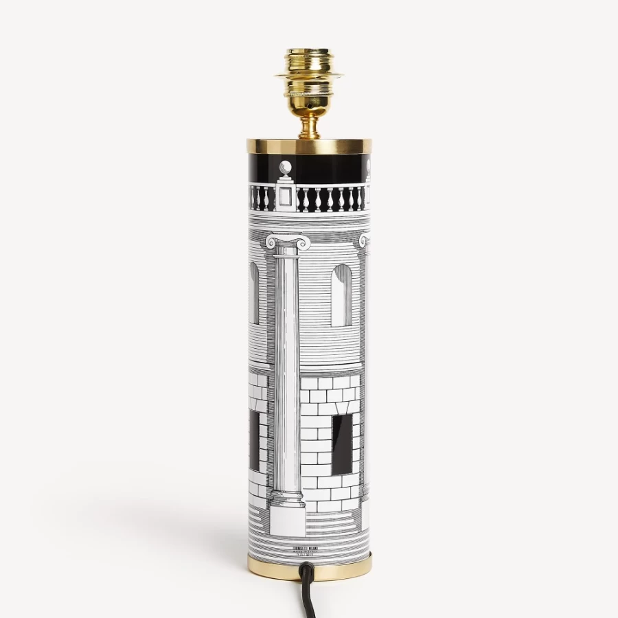 Fornasetti White and Black Cylindrical Lamp Base Casa Con Colonne - Modern Home Decor Lighting