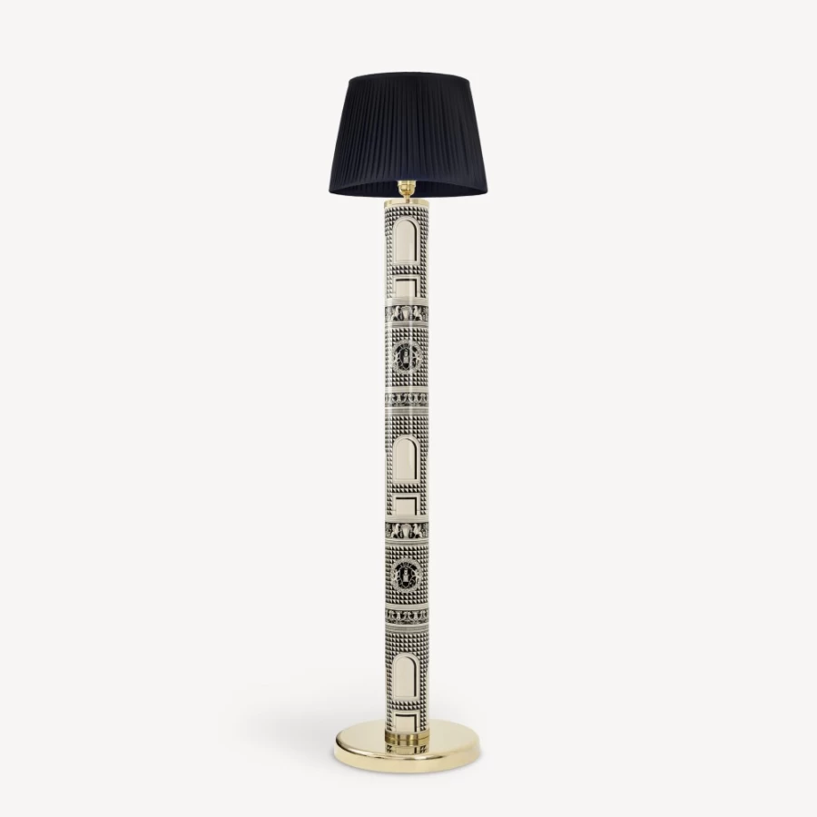 Fornasetti Facciata Quattrocentesca Floor Lamp in Black and Ivory - Italian Designer Lighting
