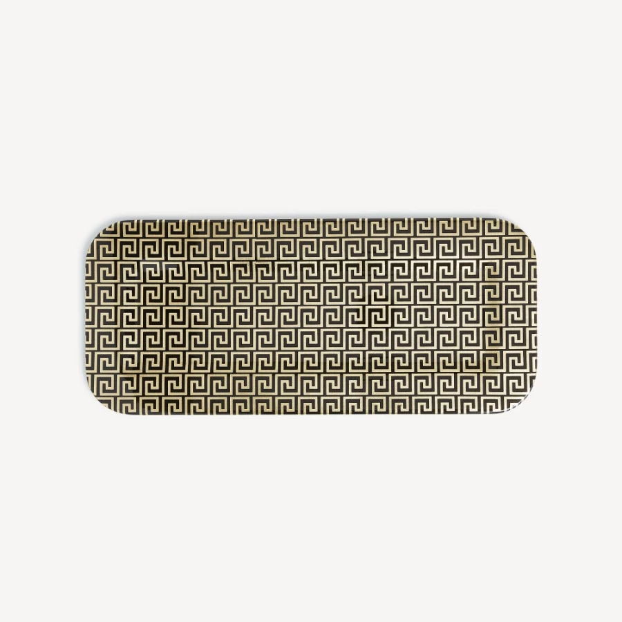 Fornasetti Gold and Black Greca Pattern Decorative Tray