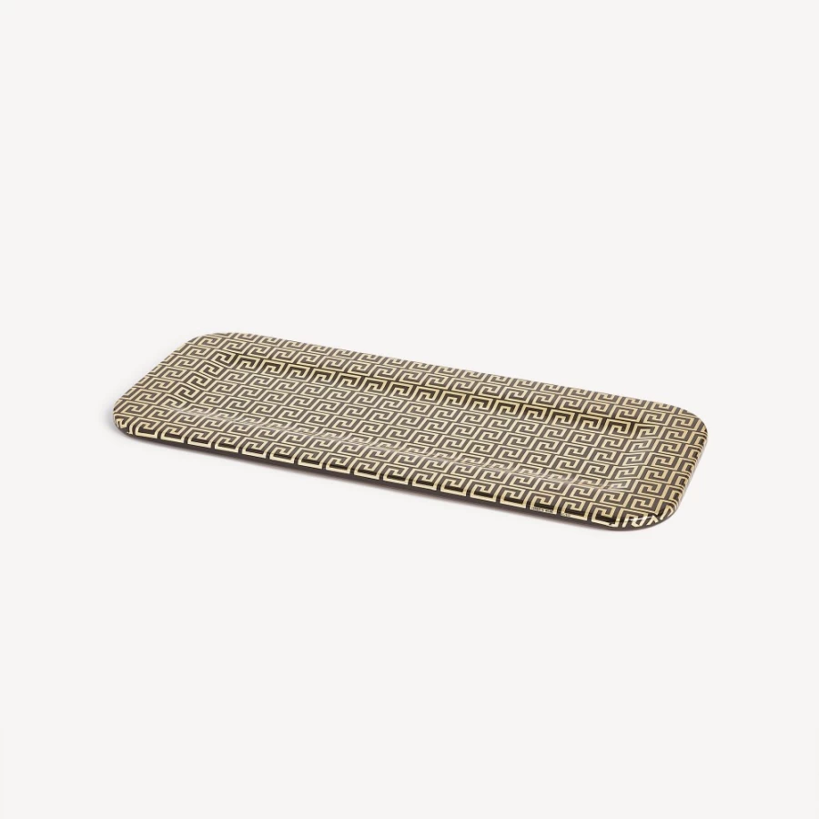 Fornasetti Gold and Black Greca Pattern Decorative Tray