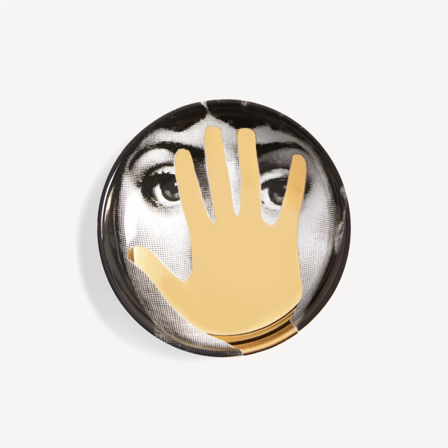 Fornasetti Ashtray Tema E Variazioni N.16 - White, Black & Gold Decorative Collectible