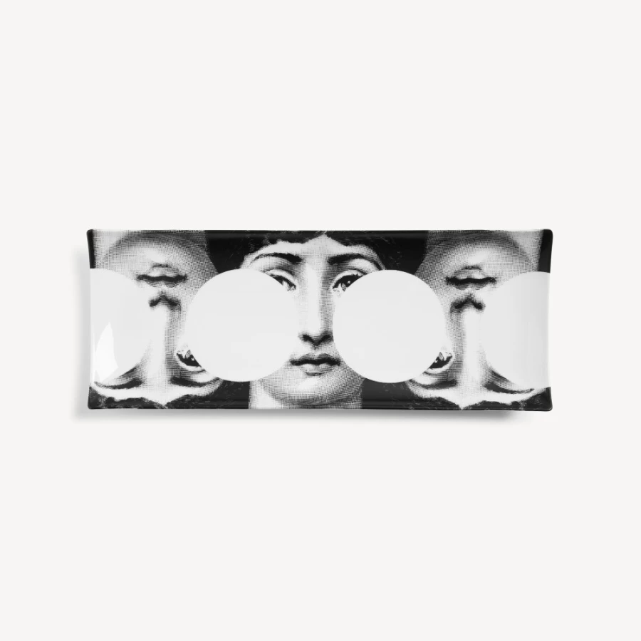 Fornasetti Rectangular Tray "Tema E Variazioni N.149" in White and Black - Decorative Collectible Design