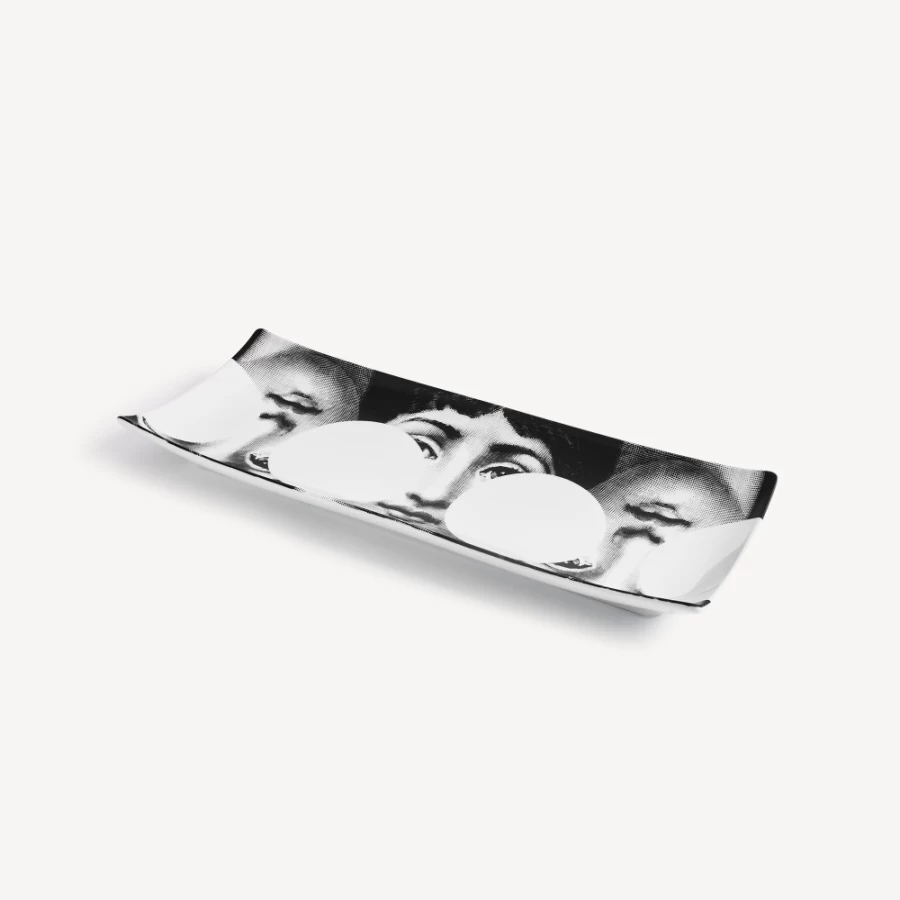Fornasetti Rectangular Tray "Tema E Variazioni N.149" in White and Black - Decorative Collectible Design