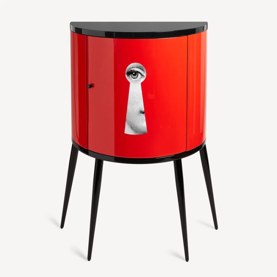 Fornasetti Console Serratura Table - White, Black & Red Design Luxury Collectible