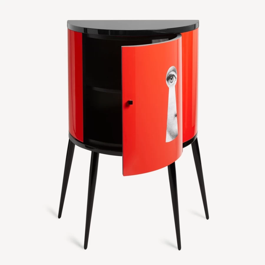 Fornasetti Console Serratura Table - White, Black & Red Design Luxury Collectible