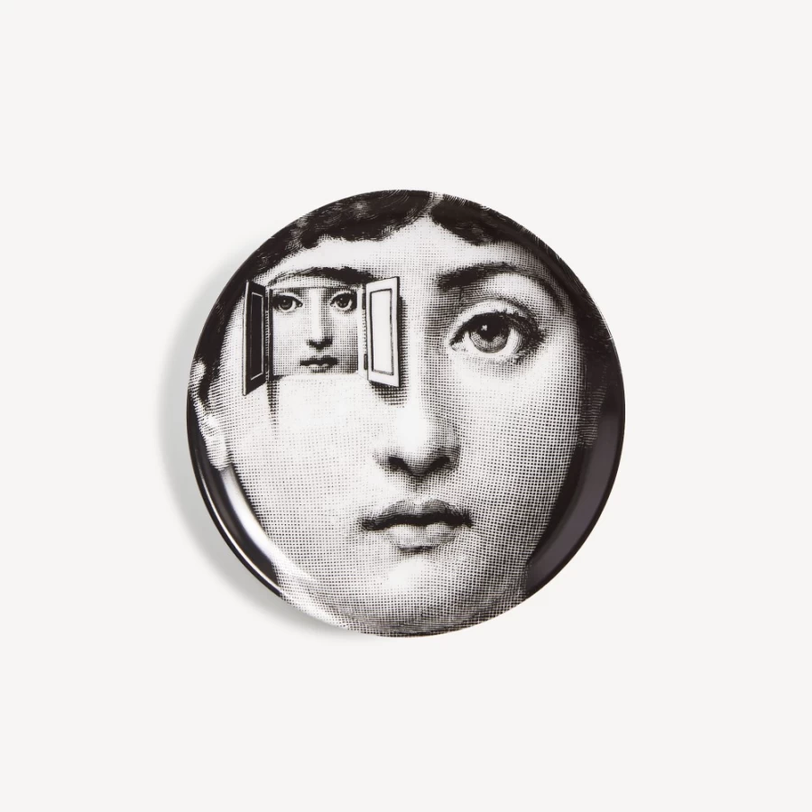 Fornasetti Coaster Tema E Variazioni N.116 - White and Black Ceramic Decorative Tray