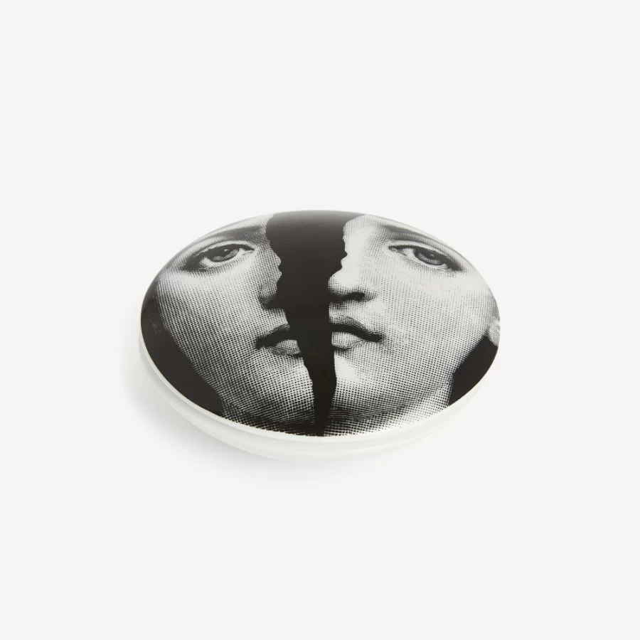 Fornasetti Round Box Tema E Variazioni N.10 in White and Black - Decorative Collectible Trinket Box