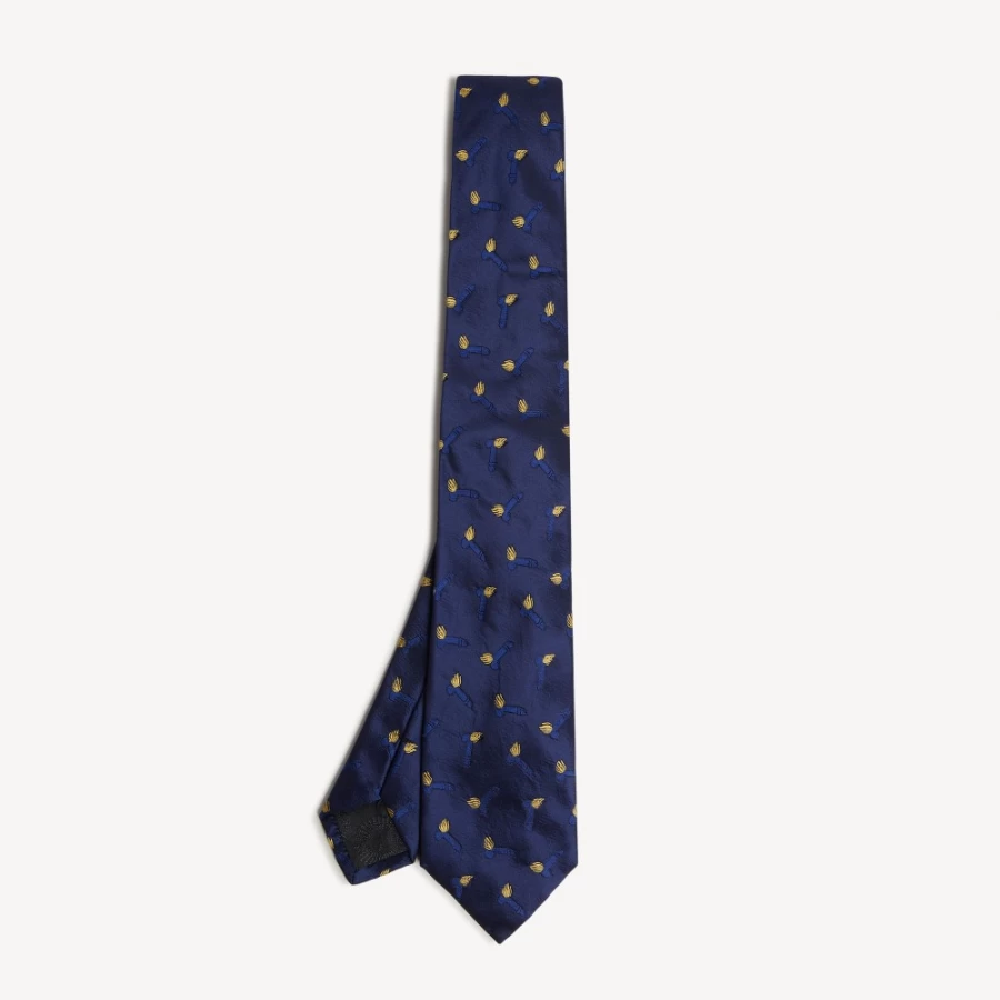 Fornasetti Blue Tie Fallo Volare - Luxury Designer Silk Tie for Men