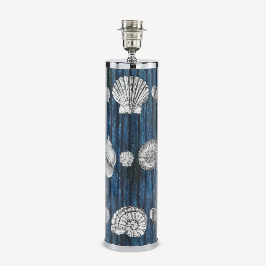Fornasetti Giro Di Conchiglie Lamp in Silver and Blue - Decorative Shell Design Table Light