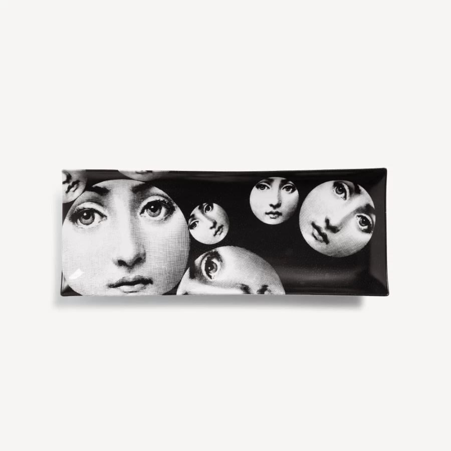 Fornasetti Rectangular Tray "Tema E Variazioni N.242" in White and Black