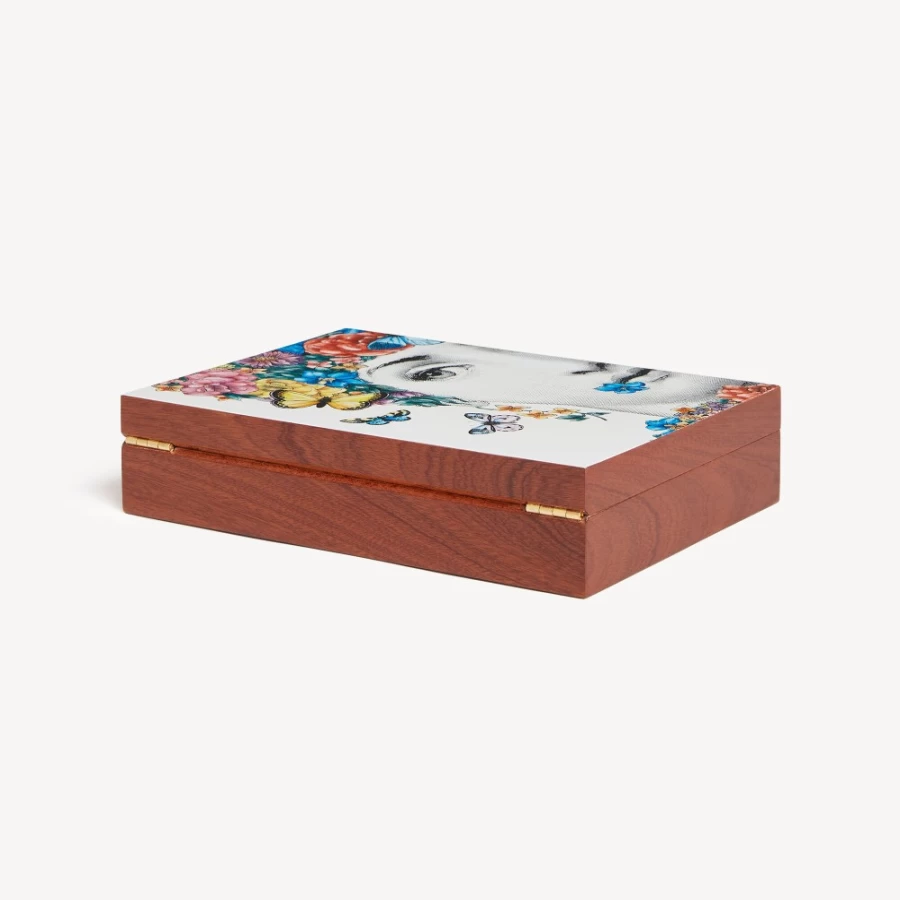 Fornasetti Multicolour Wooden Box Fior Di Lina - Decorative Collectible Trinket Case