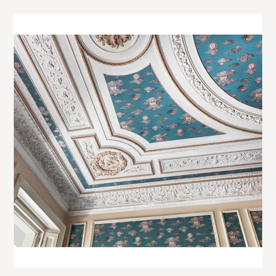 Fornasetti Teal & Rose Gold Wallpaper "Soli E Nuvole" - Premium Designer Wallpaper