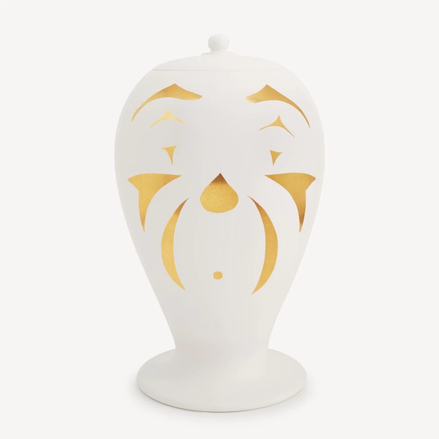 Fornasetti White Black Gold Clown Decorative Ceramic Vase Collectible Art Piece