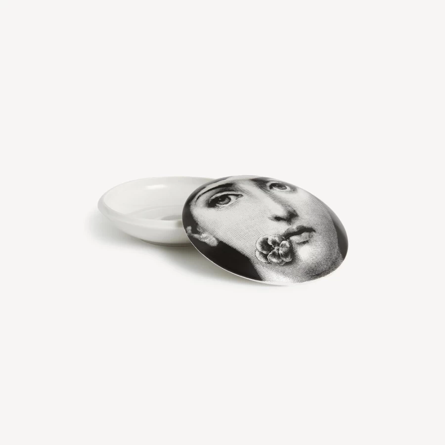 Fornasetti Round Box Tema E Variazioni N.137 in White and Black - Decorative Collectible
