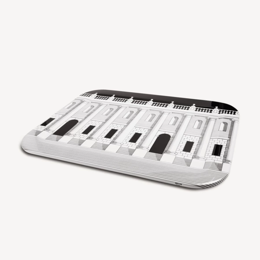 Fornasetti Tray Casa Con Colonne Decorative Tray in White and Black