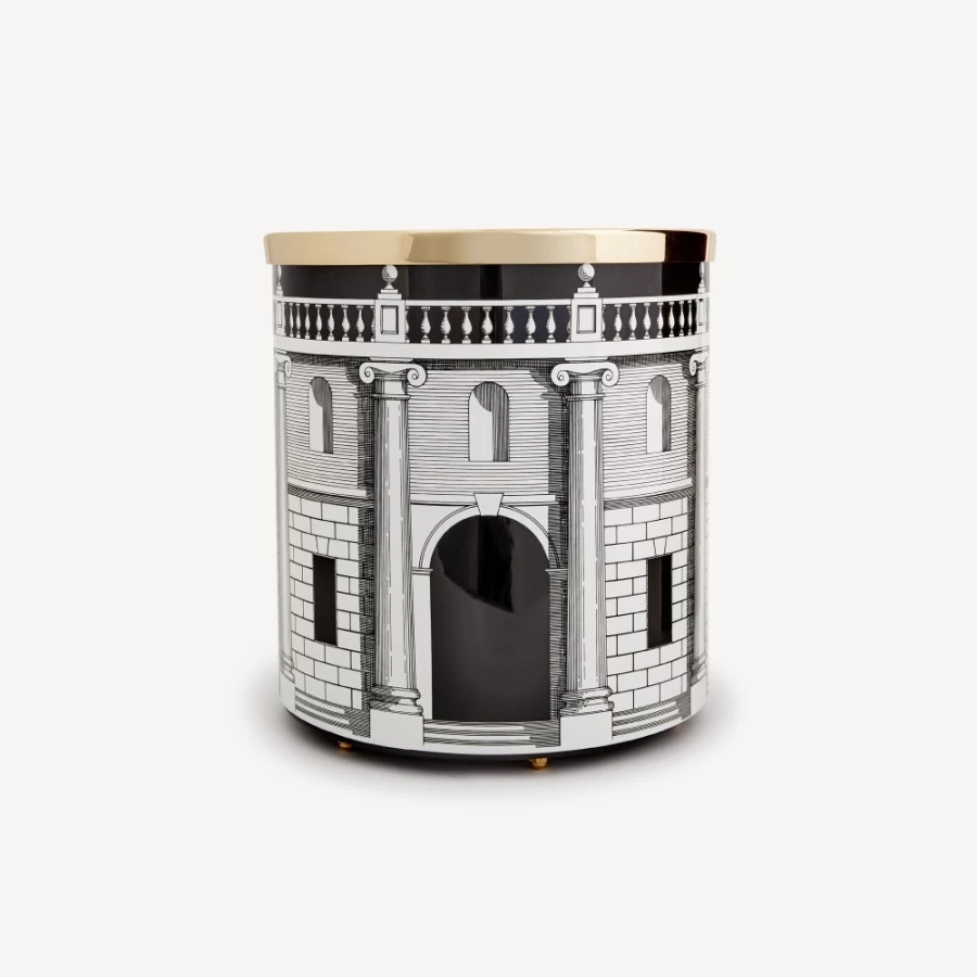 Fornasetti White and Black Paper Basket Casa Con Colonne Decorative Storage Bin