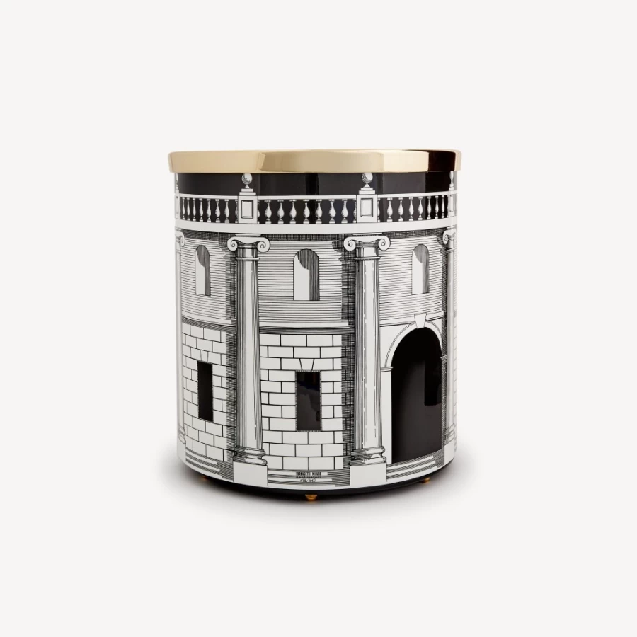 Fornasetti White and Black Paper Basket Casa Con Colonne Decorative Storage Bin