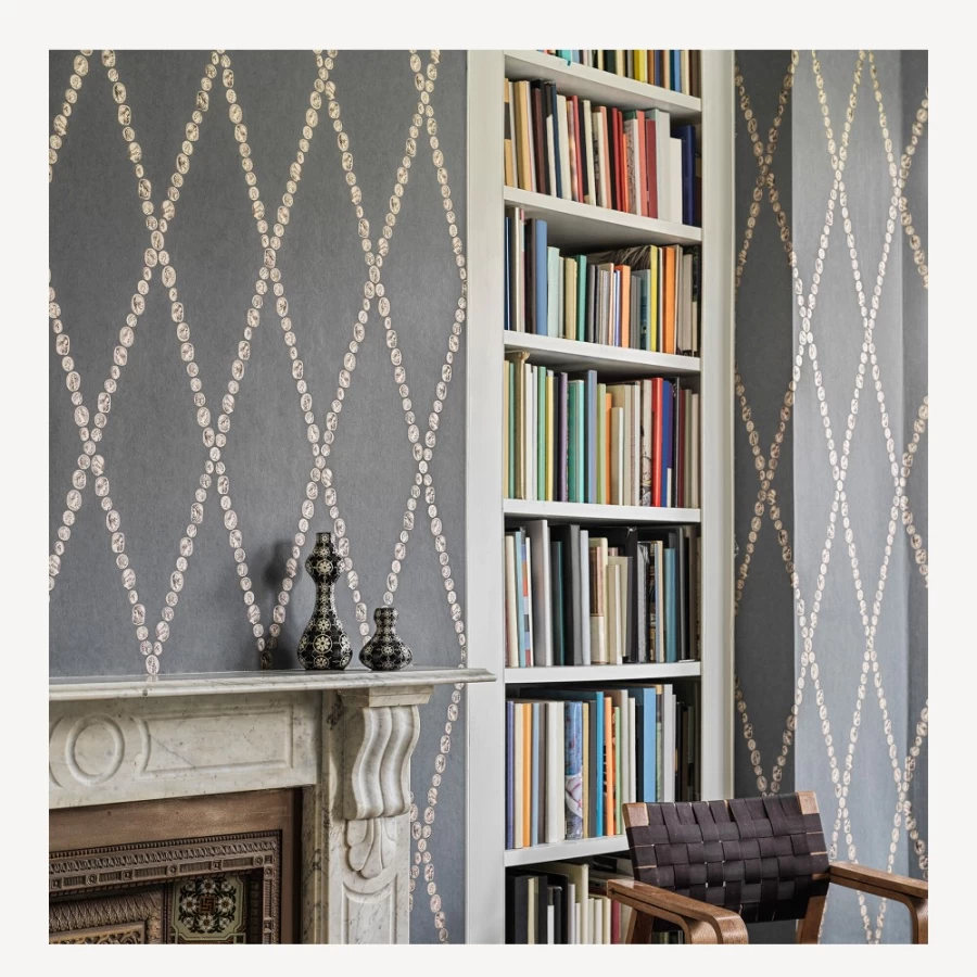 Fornasetti Gold On Charcoal Cammei Wallpaper - Luxury Italian Design