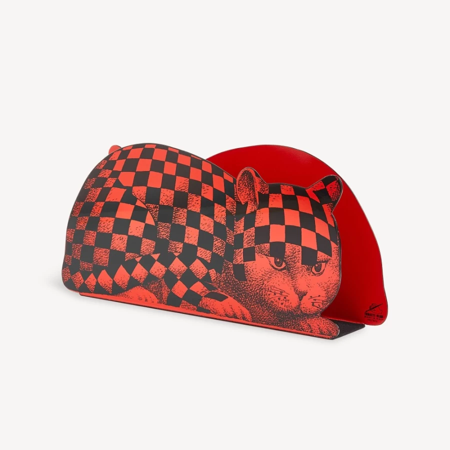 Fornasetti Red/Black High Fidelity Magazine Rack - Stylish Storage for Books & Magazines