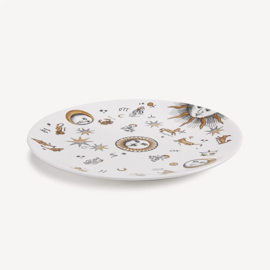 Fornasetti Plate Astronomici Decorative Tray in White, Black, and Gold