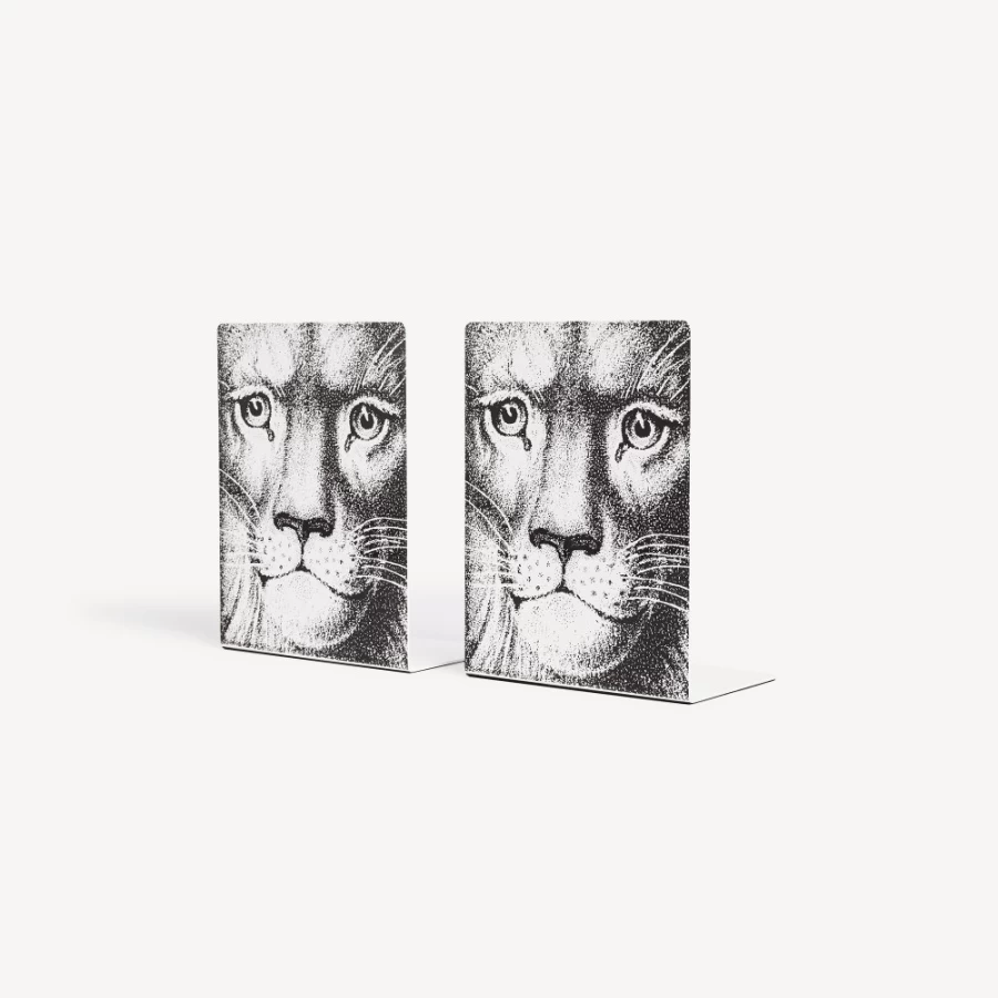 Fornasetti White and Black Leone Bookends - Decorative Designer Book Holders
