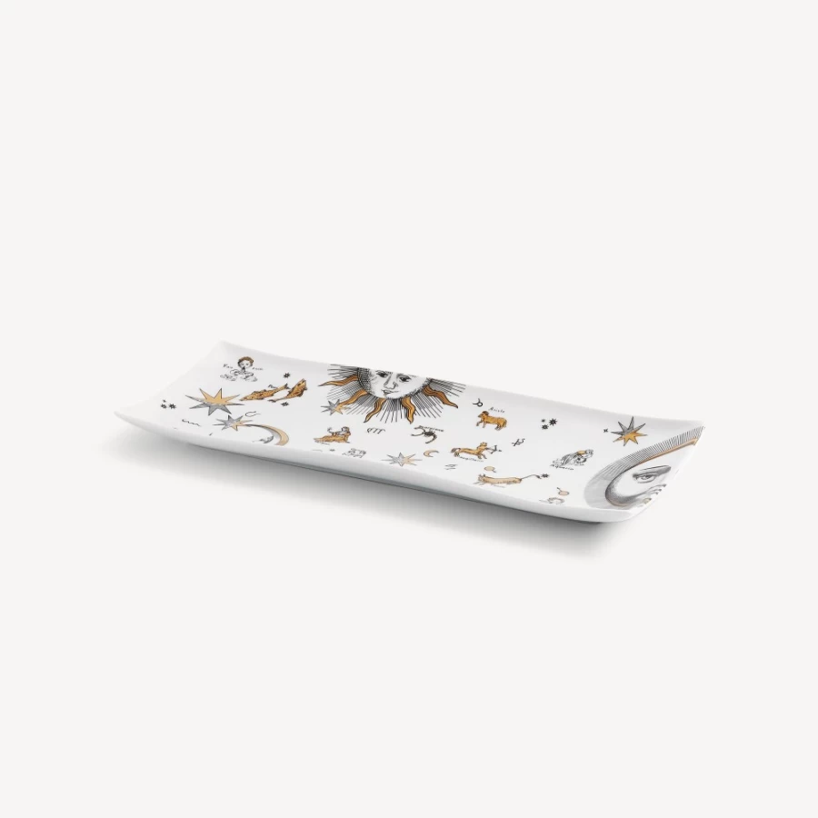 Fornasetti Astronomici Tray in White, Black & Gold - Decorative Collectible Tray