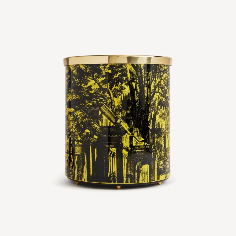 Fornasetti Black and Yellow Paper Basket Giardino Settecentesco Decorative Tray